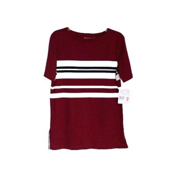 Liz Claiborne Striped Knit Top Preppy Short Sleeves Size M NWT - Picture 2 of 5